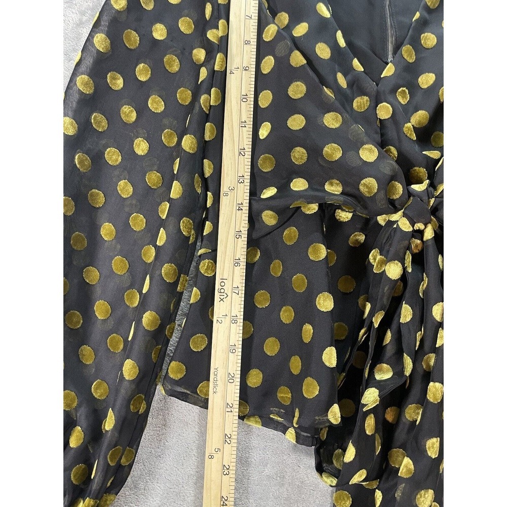 ASTR The Label Tonic Wrap Polka Dot Top Black Gold Size Small - Picture 6 of 10